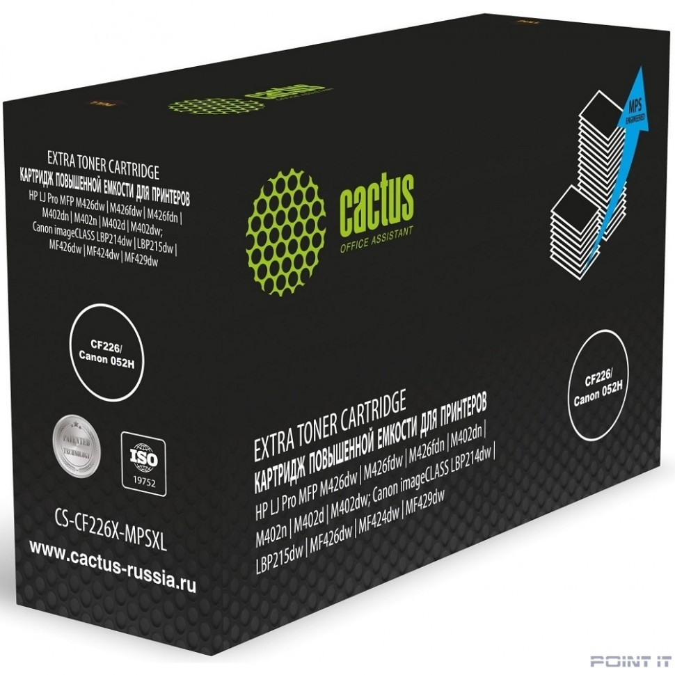 Картридж лазерный Cactus CS-CF226X-MPSXL CF226/Canon 052H черный (15000стр.) для HP LJ Pro MFP M426dw/M426fdw/M426fdn/M402dn/M402n/M402d/M402dw; Canon imageCLASS LBP214dw/LBP215dw/MF426dw/MF424dw/MF42