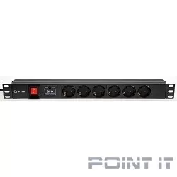5bites PDU619A-06 Блок розеток 6S / AL / SWITCH / 1U / 19" / 2M*3G*1.5MM2 / VDE