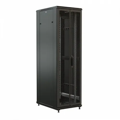 Шкаф напольный 19-дюймовый, 22U, 1166x600х600 мм (ВхШхГ), передняя стеклянная дверь со стальными перфорированными боковинами, задняя дверь сплошная, ц