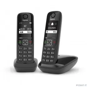 Gigaset AS690(A) DUO Р/Телефон Dect RUS черный (труб. в компл.:2шт) АОН