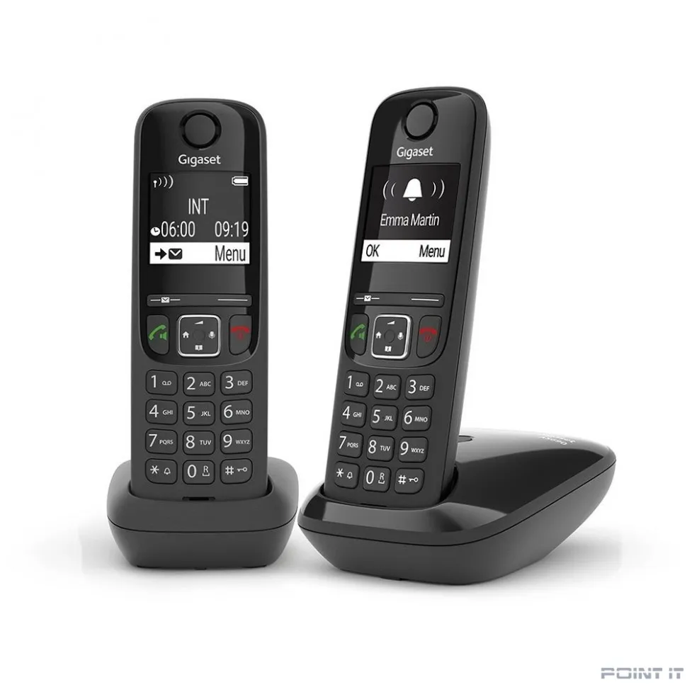 Gigaset AS690(A) DUO Р/Телефон Dect RUS черный (труб. в компл.:2шт) АОН