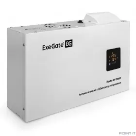 Exegate EX291765RUS Стабилизатор напряжения настенный ExeGate Master AV-20000 (20000ВА, вход 140-260В, цветной дисплей, выход 220В±8%, КПД 98%, 5 уровней защиты, задержка, усиленный метал.корпус, 1*Sc