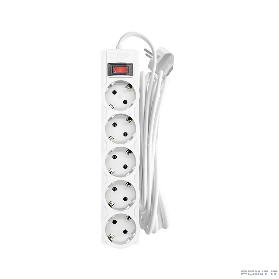 CBR Сетевой фильтр CSF 2505-1.8 White PC, 5 евророзеток, длина кабеля 1,8 метра, цвет белый (пакет)
