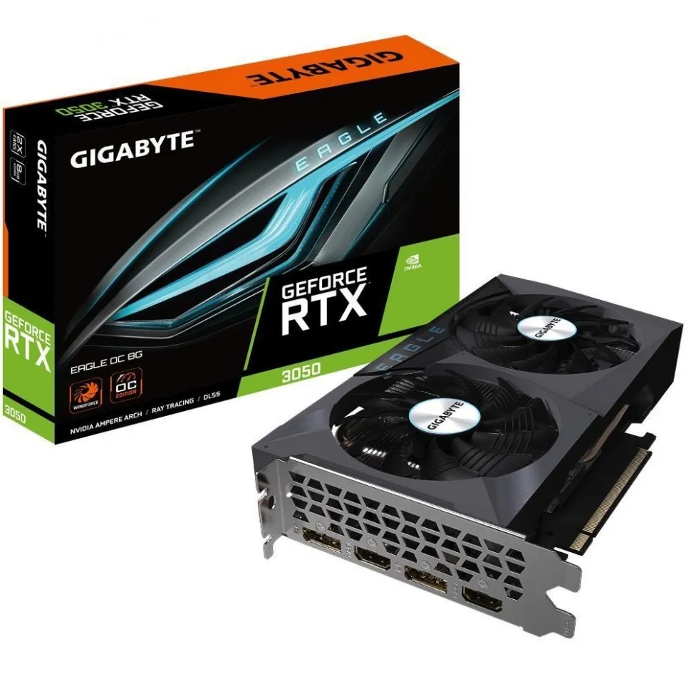 Видеокарта PCIE16 RTX3050 8GB GDDR6 GV-N3050EAGLE OC-8GD GIGABYTE