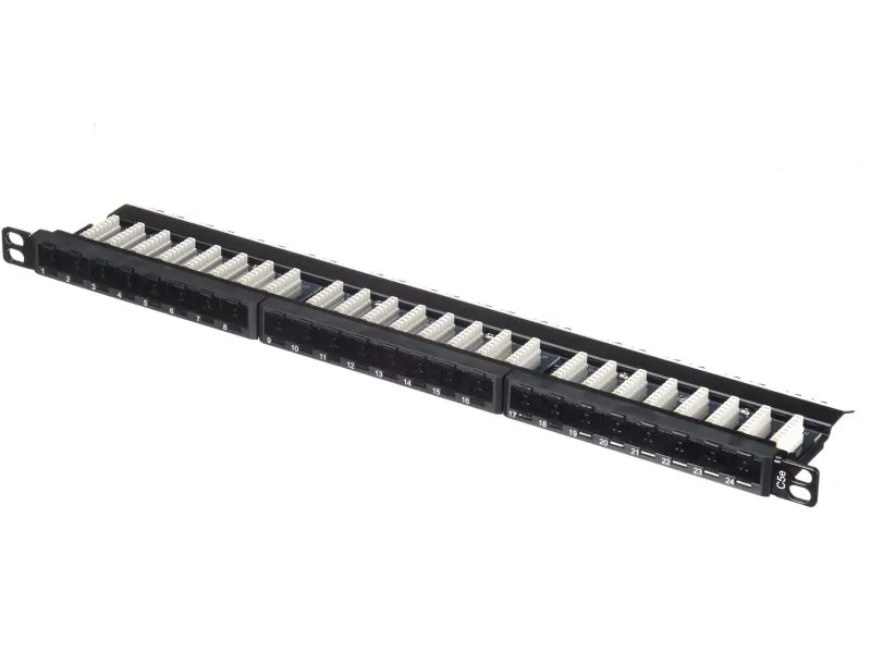 Патч-панель UTP, 19", 24 порта RJ45, cat.5е, 0,5U, Dual Type, Netko СКС, "J"