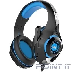 CROWN CMGH-101T Black&blue (Подключение jack 3.5мм 4pin+ адаптер 2*jack spk+mic,Частотныи? диапазон: 20Гц-20,000 Гц ,Кабель 2.1м,Размер D 250мм, регулировка громкости, микрофон на ножке)