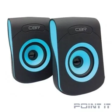 CBR CMS 366 Blue, Акустическая система 2.0, питание USB, 2х3 Вт (6 Вт RMS), материал корп. пластик, покрытие "софт-тач", 3.5 мм лин. стереовход, регул. громк., длина кабеля 1,2 м, цвет чёрный-голубой