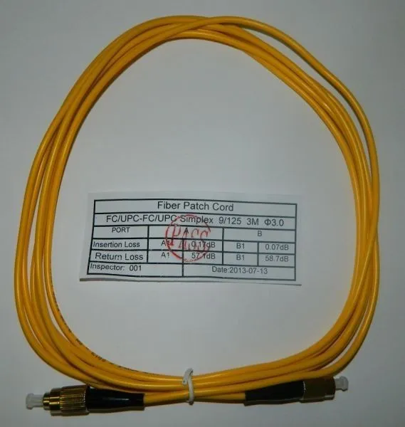 Патч-корд оптический соединительный FC-FC/UPC SM Simplex 3.0мм 9/125, 3м