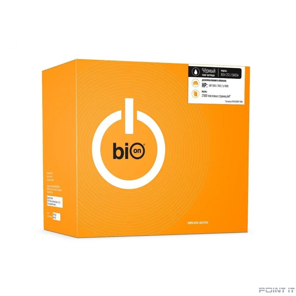 Bion C712/CB435A Картридж для HP LaserJet P1005/P1006; Canon i-SENSYS LBP3010/LBP3100/LBP3020/LBP3010B (2000 стр.), Черный