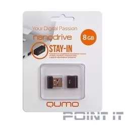 USB 2.0 QUMO 8GB NANO [QM8GUD-NANO-B] Black