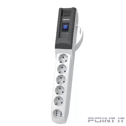 ZIS Сетевой фильтр Pilot - Pro USB {5 с заземлением +1 в формате GP, USB 3A, с разъёмами type A, C} 5м [арт.183]