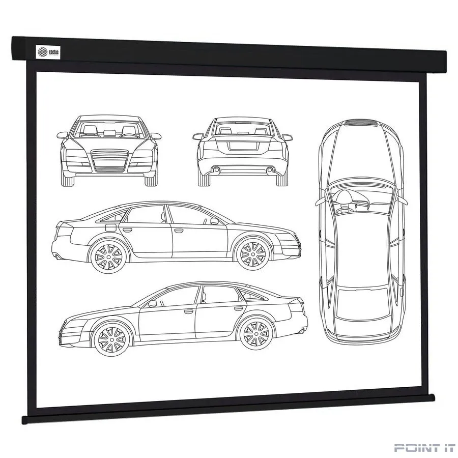 Экран Cactus Wallscreen CS-PSW-213X213-BK, 213х213 см, 1:1, настенно-потолочный черный