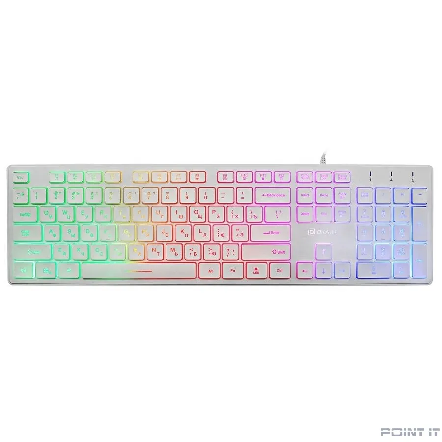 Клавиатура Oklick 550ML белый USB slim Multimedia LED [1061618]