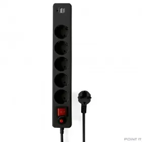 Гарнизон Сетевой фильтр для ИБП ECL-5-U2-B-1.8 5р, 10А, 2xUSB, 1.8м, ур.защиты 4, черный, пакет (22437)