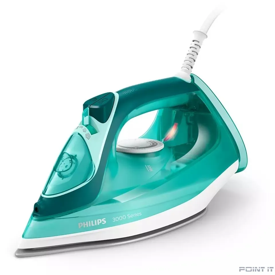 Утюг Philips/ Паровой утюг серии 3000, мощность 2400 Вт, подача пара 40 г/мин, паровой удар 180г, резервуар 300 мл, керамическая подошва, самоочистка от накипи, автоотключение