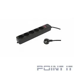 PC PET Сетевой фильтр AP01006-1.8-BK 1.8м (5 розеток, EURO, EURO/RUS), черный {619893}