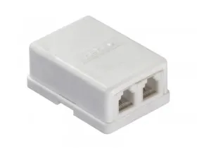 Розетка телефонная внешняя / 2 порта RJ-11(6p4c) / 4 контактная, белая, Netko