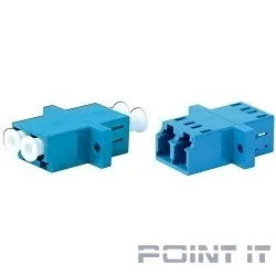 Hyperline FA-P11Z-DLC/DLC-N/WH-BL Оптический проходной адаптер LC/UPC-LC/UPC, SM, duplex, корпус пластиковый, синий, белые колпачки