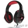 CROWN CMGH-101T Black&red (Подключение jack 3.5мм 4pin+ адаптер 2*jack spk+mic,Частотныи? диапазон: 20Гц-20,000 Гц ,Кабель 2.1м,Размер D 250мм, регулировка громкости, микрофон на ножке)