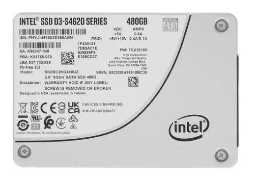 SSD жесткий диск SATA2.5" 480GB TLC D3-S4620 SSDSC2KG480GZ01 INTEL