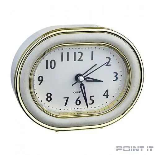 Perfeo Quartz часы-будильник "PF-TC-017", овальные 10,5*12,5 см, подсветка, хаки