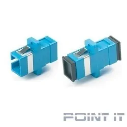 Hyperline FA-P11Z-SC/SC-N/BK-BL Оптический проходной адаптер SC-SC, SM, simplex, корпус пластиковый, синий, черные колпачки