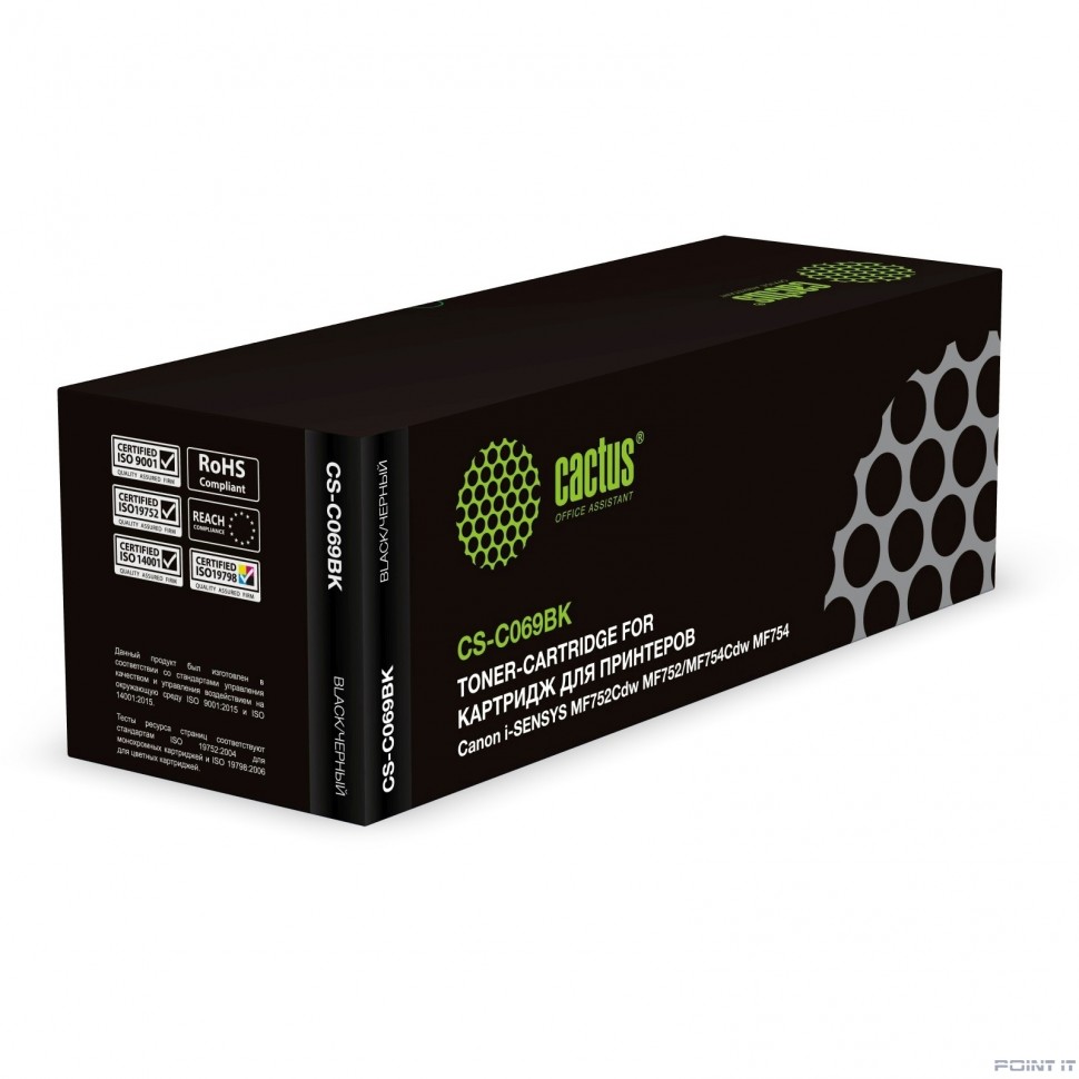 Картридж лазерный Cactus CS-C069BK 069 черный (1900стр.) для Canon i-SENSYS MF752Cdw MF752/MF754Cdw MF754
