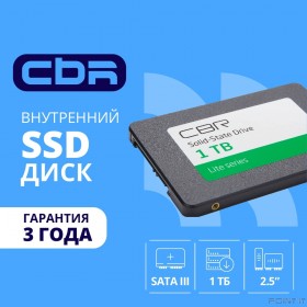 CBR SSD-001TB-2.5-LT22, Внутренний SSD-накопитель, серия &quot;Lite&quot;, 1024 GB, 2.5&quot;, SATA III 6 Gbit/s, SM2259XT, 3D TLC NAND, R/W speed up to 550/520 MB/s, TBW (TB) 500