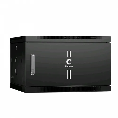 Шкаф телекоммуникационный настенный 19 6U 600x450x368mm (ШхГхВ) дверь металл, цвет черный (RAL 9004)
