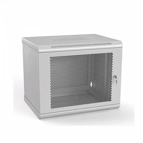 Шкаф настенный 19-дюймовый (19), 12U, 650x600х600мм, перфорированная стальная дверь, несъемные стенки, 1 пара профилей, цвет серый (RAL 7035)