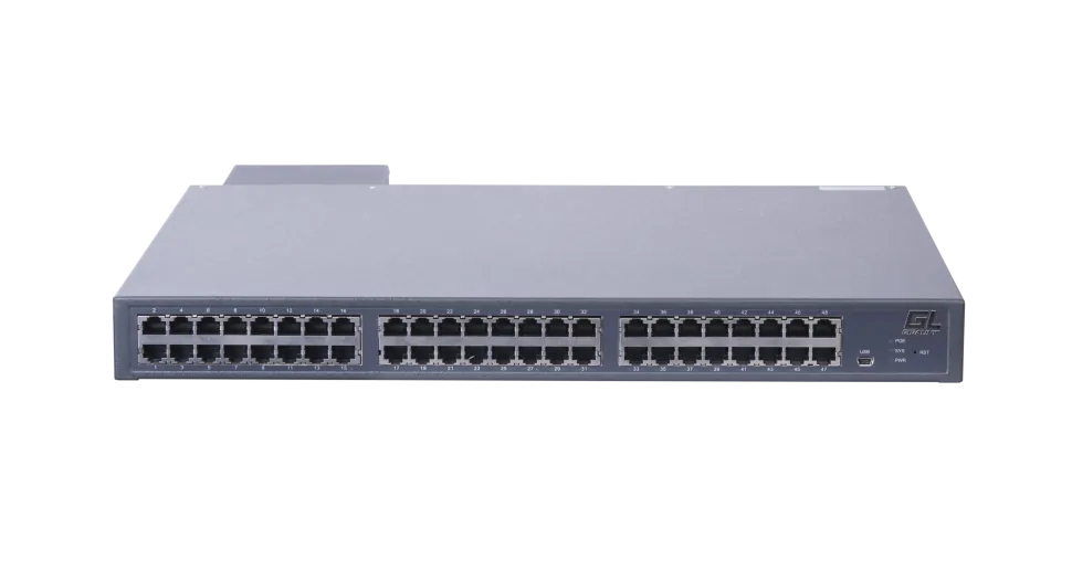 Управляемый коммутатор L3 POE GIGALINK 48 BASE-TX 10/1001000Mb/s POE, 8* 1/10G SFP+, 1 Console MiniUSB. 2 слота блоков питания, 1U 19" бюджет PoE 800W, 220V,