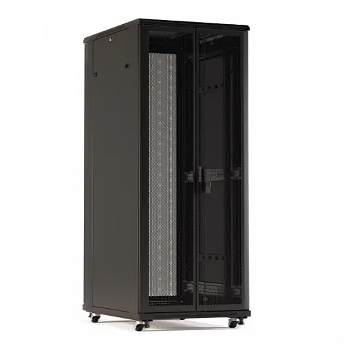 Шкаф напольный 19-дюймовый, 22U, 1166x800х1000 мм (ВхШхГ), передняя и задняя распашные перфорированные двери (75%), ручка с замком, цвет черный
