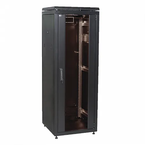 ITK Шкаф сетевой 19 LINEA N 18U 600х600 мм стеклянная передняя дверь, задняя металлическая черный