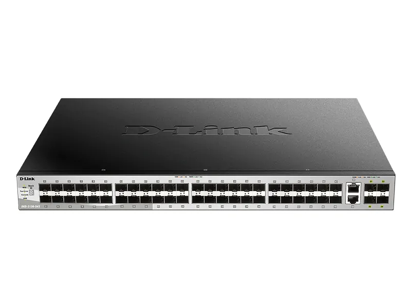 D-Link DGS-3130-54S/A1A, L2+ Managed Switch with 48 100/1000Base-X SFP ports and 2 10GBase-T ports and 4 10GBase-X SFP+ ports.16K Mac address, SIM, USB port, IPv6, SSL v3, 802.1Q VLAN,GVRP, 802.1v P