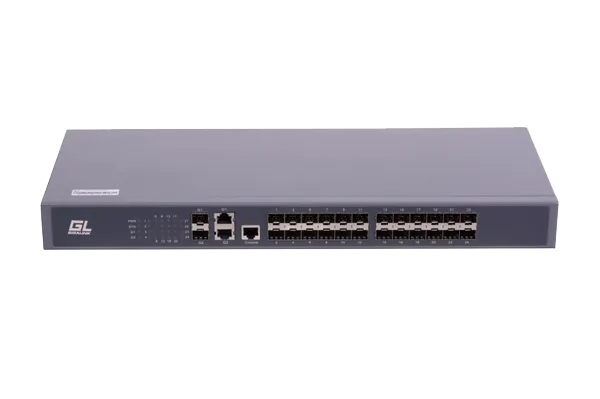 Управляемый коммутатор L2 GIGALINK 24 SFP 100Mb/s портов, 2 TX 1000mb/s, 2 Combo TX/SFP 1000Mb/s, 1 Console. 1U 19'', 220V