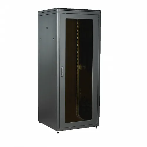 ITK Шкаф сетевой 19 LINEA N 28U 800х800мм стекл. пер. дв. задн. металл. чер.
