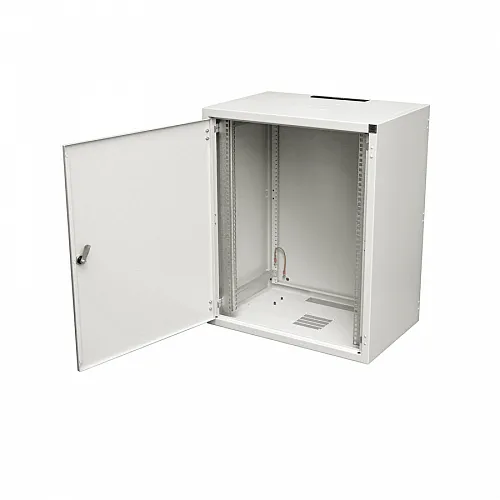 Шкаф настенный 19-дюймовый (19), серия SJ2, 12U, 604x600х400, со стальной дверью, цвет серый (RAL 7035) (SJ-212)