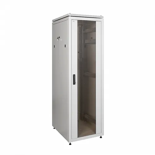 ITK Шкаф сетевой 19 LINEA N 28U 600х600 мм стеклянная передняя дверь, задняя металлическая серый