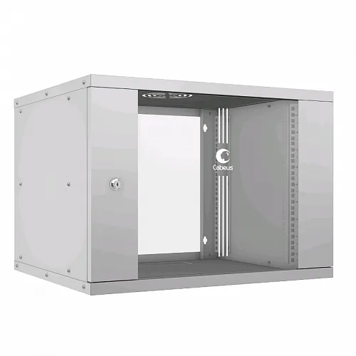 Cabeus WSC-05D-9U55/45 Шкаф телекоммуникационный настенный 19 9U, серия LIGHT разборный, дверь стекло, цвет серый