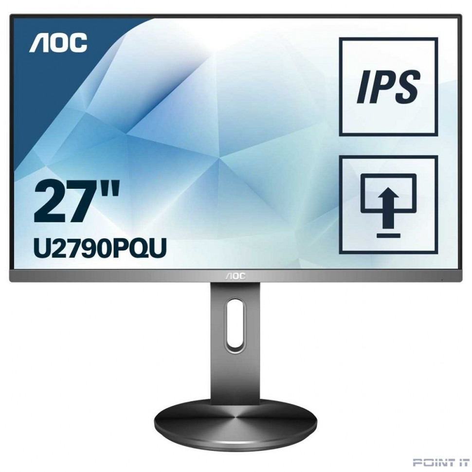 Монитор LCD AOC 27" U2790PQU Gray с поворотом экрана {4K, IPS, 3840x2160, 5 ms, 178°/178°, 350 cd/m, 50M:1, +HDMI 1.4, +HDMI 2.0, +DisplayPort 1.2, +2xUSB 3.0, +MM}