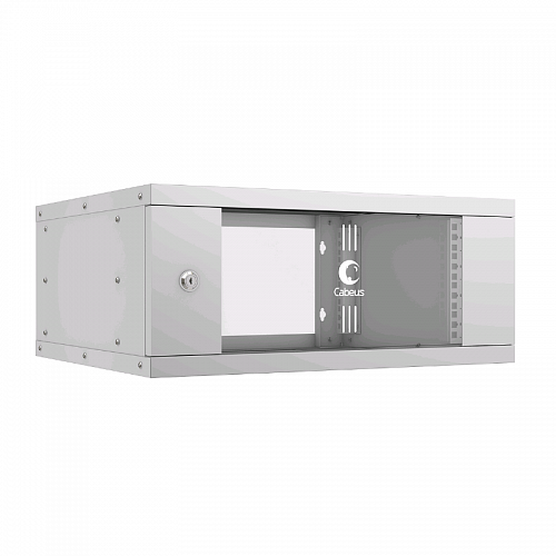 Cabeus WSC-05D-4U55/45 Шкаф телекоммуникационный настенный 19 4U, серия LIGHT разборный, дверь стекло, цвет серый
