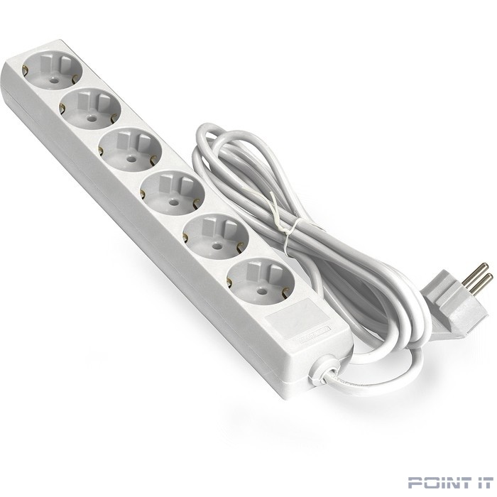Exegate EX285836RUS Удлинитель ExeGate ECE-6-5W (6 евророзетки с заземлением, 5м, белый)