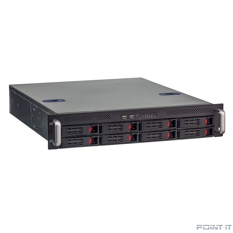 Exegate EX281232RUS Серверный корпус ExeGate Pro 2U550-HS08 <RM 19", высота 2U, глубина 550, без БП, 8xHotSwap, USB>