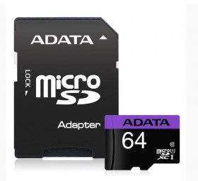 Карта памяти MICRO SDXC 64GB CLASS10 W/AD AUSDX64GUICL10-RA1 ADATA