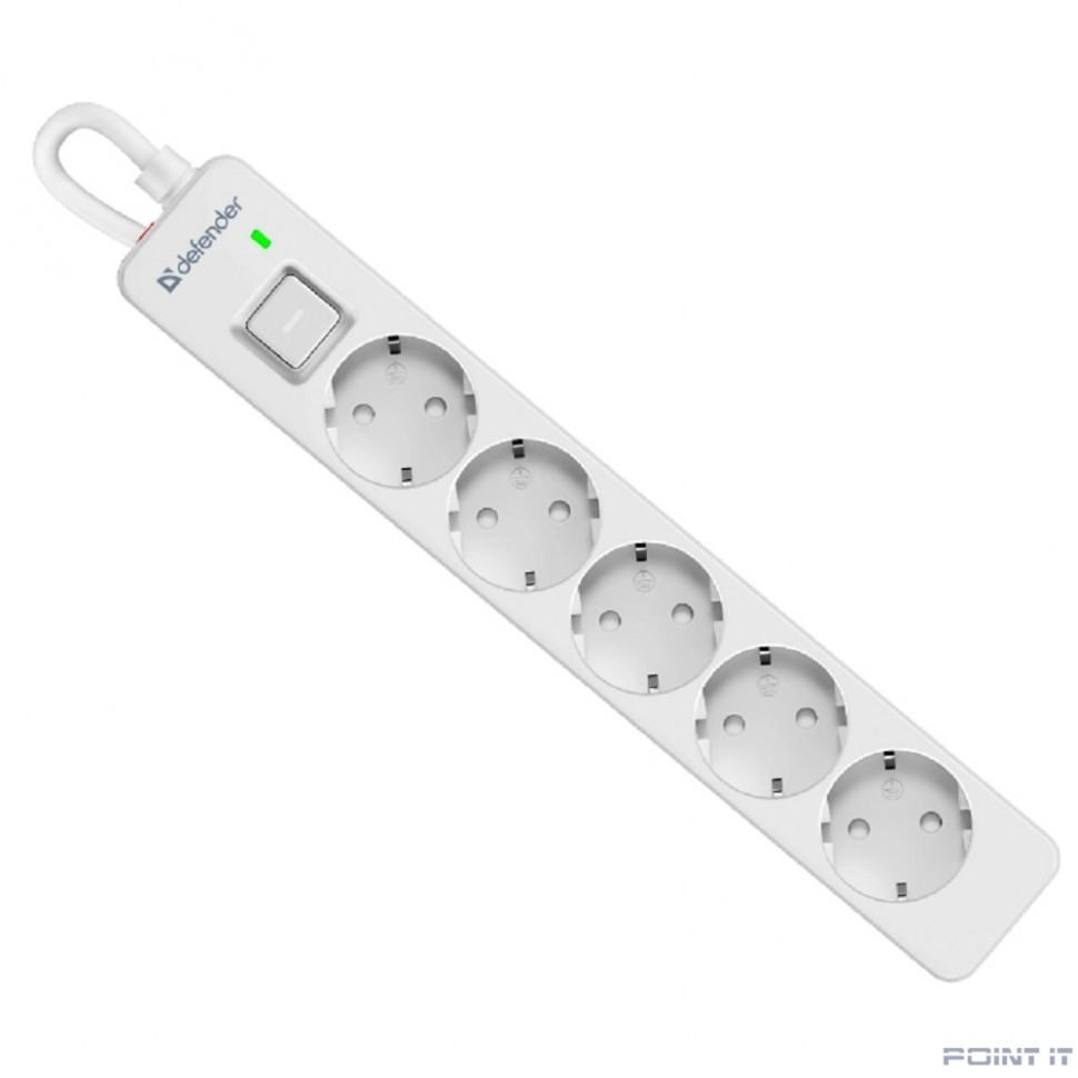 Defender Удлинитель с сетевым фильтром DFS 133 3 м, белый, 5 розеток [99431]
