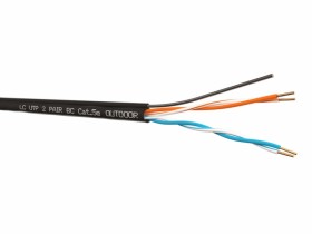 Кабель LC UTP2 cat.5е, одножильный, 305м, Cu, для наружных работ с проволочным тросом