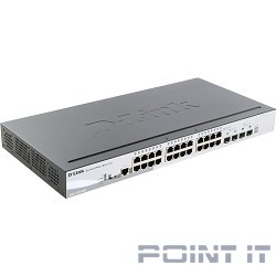 D-Link DGS-1510-28XMP/A1A PROJ Настраиваемый L2+ стекируемый коммутатор с 24 портами 10/100/1000Base-T и 4 портами 10GBase-X SFP+ (24 порта PoE 802.3af/at, PoE-бюджет 370 Вт)