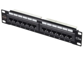 Патч-панель UTP, 10, 12 портов RJ45, cat.5е, 1U, Dual Type, Netko СКС, J