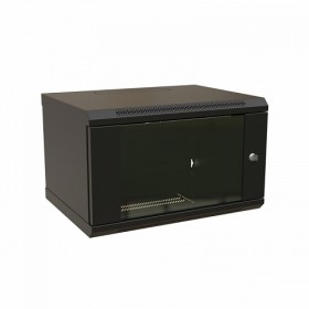  								Шкаф настенный 19-дюймовый (19), 9U, 500x600х600мм, стеклянная дверь с перфорацией по бокам, ручка с замком, цвет черный (RAL 9004) (разобранный)							