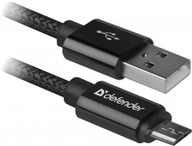 Кабель USB2.0 TO MICRO-USB 1M BLACK USB08-03T 87802 DEFENDER